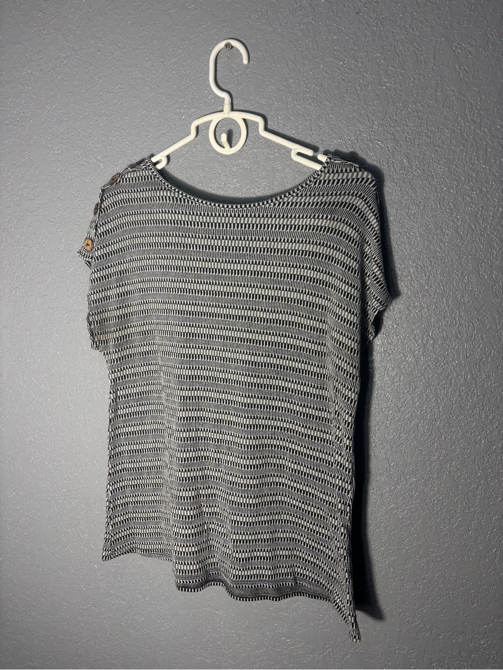 Lightweight Black and White Striped Knit Top